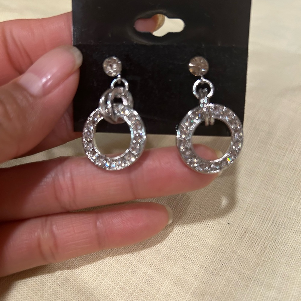 Elegant Silver Crystal Hoop Earrings